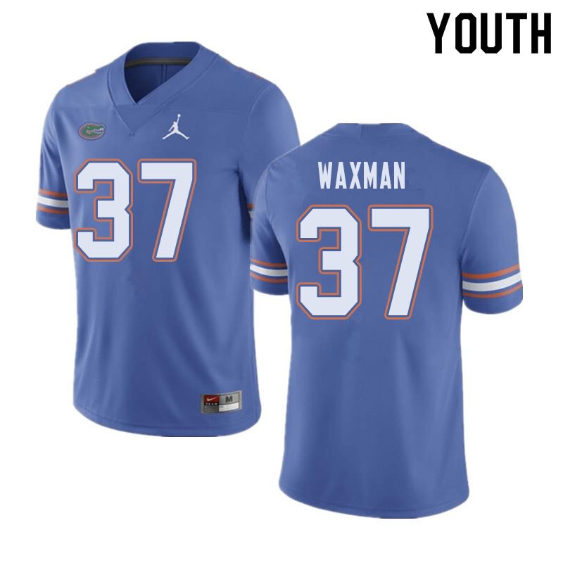 Youth NCAA Florida Gators Tyler Waxman #37 Stitched Authentic Jordan Brand Blue College Football Jersey HEB8365TL